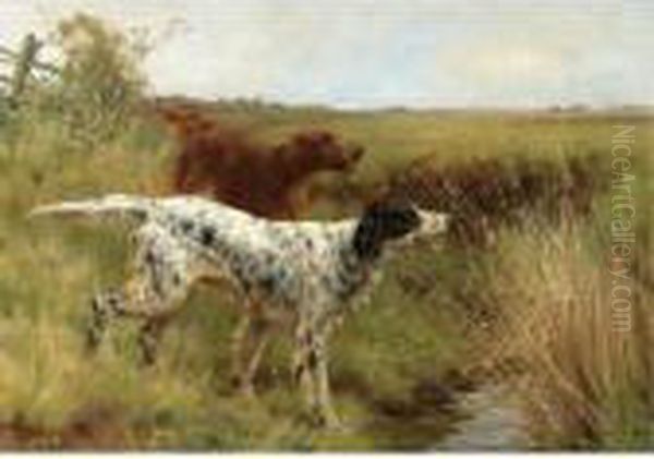 An English And An Irish Setter In A Landscape - view 1