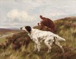 An English And An Irish Setter On A Moor by Thomas Blinks