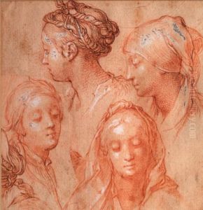 Recto : Quatre Etudes De Tetes De Femmes