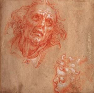 Recto : Tete D'homme Et Tete D'enfant by Abraham Bloemaert