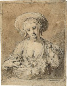 A Young Woman Selling Fruit by Abraham Bloemaert