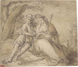 A Shepherd And Shepherdess In A Pastoral Landscape by Abraham Bloemaert