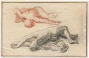 Zwei Studien Liegender Figuren by Abraham Bloemaert