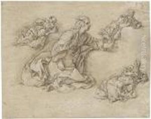 Skizzenblatt Mit Vier Studien by Abraham Bloemaert