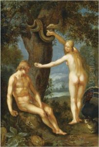 Adam And Eve In The Garden Of Eden by Abraham Bloemaert
