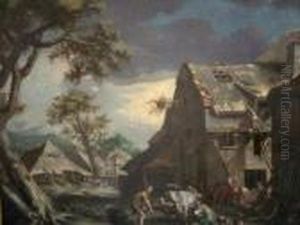 Busy Village Scene by Abraham Bloemaert