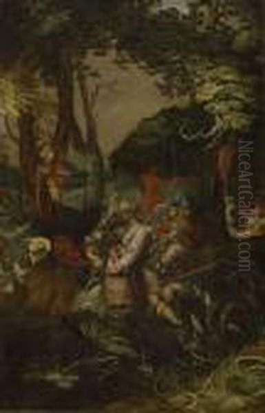 Waldlandschaft Mit Der Predigt Johannes D. T - view 1