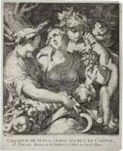 L'alliance De Venus, Ceres Et L'amour. by Abraham Bloemaert