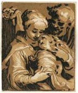Die Jungfrau Mit Dem Kind Und Hl by Abraham Bloemaert