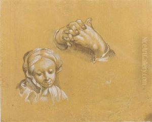 Black Chalk, Heightened In White, On Laid Paper, Primed Lightbrown