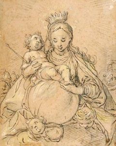 Madonna Col Bambino Ed Angeli Su Una Nuvola Madonna Col Bambino Ed Angeli Su Una Nuvola
