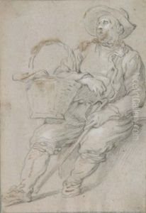 A Seated Peasant With A Basket (recto); A Shack By A Fence (verso)