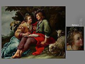 Schaferpaar Unter Einer Eiche by Abraham Bloemaert