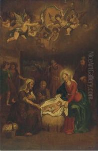 The Adoration Of The Shepherds by Abraham Bloemaert