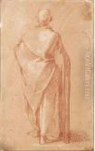 Recto: Standing Draped Male Figure, Seen From Behind