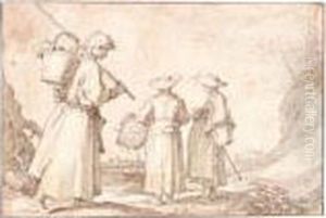 Two Women And A Shepherd On The Way To The Market by Abraham Bloemaert