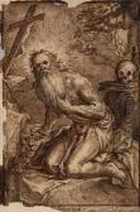 St. Jerome In Penitence.<</b> by Abraham Bloemaert
