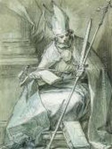 A Seated Bishop Holding A Crozier A Seated Bishop Holding A Crozier