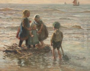 Children Playing On A Raft