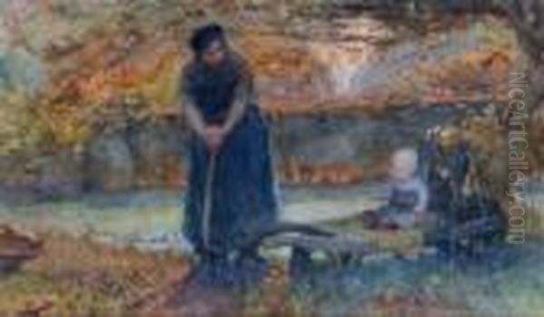Mother And Child In An Autumn Landscape - view 1