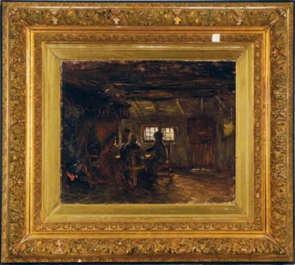 A Family Enjoying A Meal By The Fire - view 1