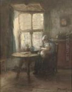 Feeding The Baby by Bernardus Johannes Blommers