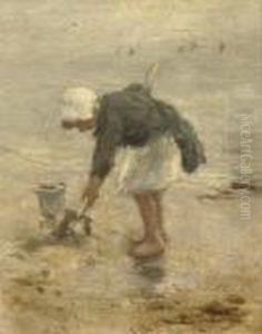 Playing On The Beach by Bernardus Johannes Blommers