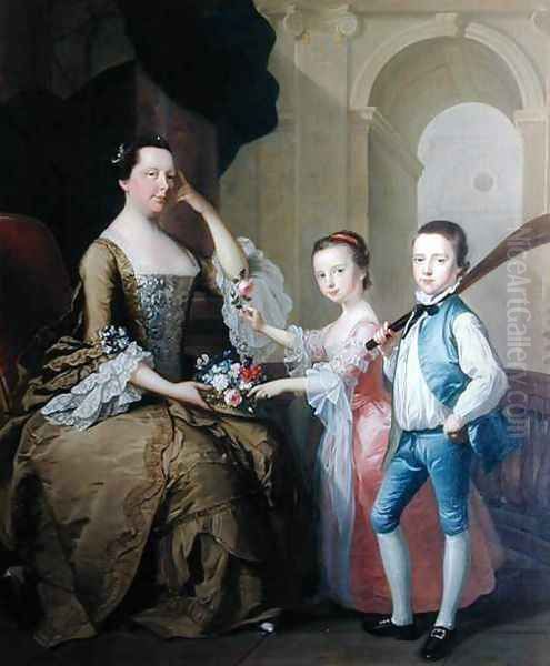 Mrs Matthew Mitchell and her Children Matthew and Anne - view 1