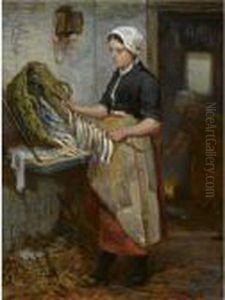 Preparing The Fish ('de Speetster') by Bernardus Johannes Blommers