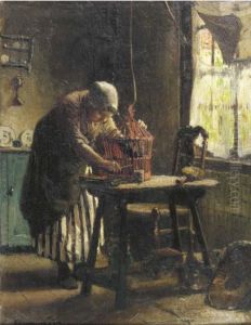The Red Birdcage by Bernardus Johannes Blommers