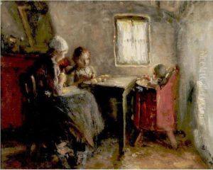 Preparing Dinner by Bernardus Johannes Blommers