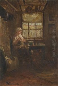 A Mother And Child In An Interior by Bernardus Johannes Blommers