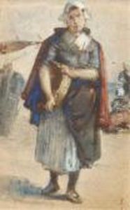 A Fisherwoman On The Beach