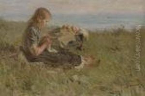 Watching The Little Sister Sleep by Bernardus Johannes Blommers