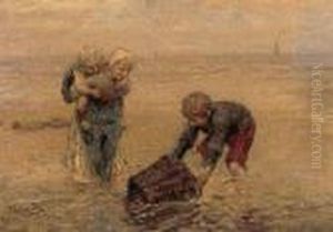 Mussel Gatherers by Bernardus Johannes Blommers