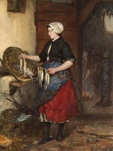 Preparing Fish In The Smokehouse