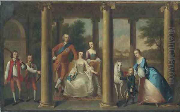 Portrait of the family of the 3rd Duke of Marlborough, a landscape beyond - view 1