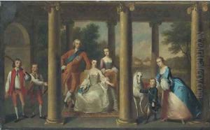 Portrait of the family of the 3rd Duke of Marlborough, a landscape beyond