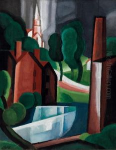 New Hampshire Town by Oscar Bluemner