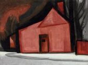 Red Shack Dwelling, Snow by Oscar Bluemner