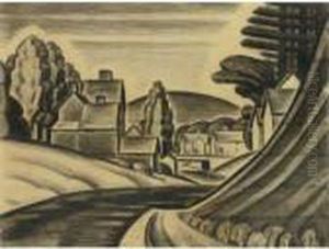 A Space Motive, A New Jersey Valley by Oscar Bluemner