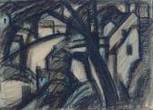 Tree And Houses by Oscar Bluemner