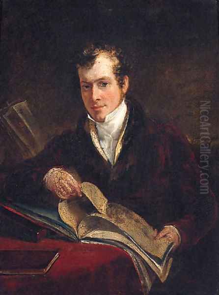 Portrait Of The Hon. Robert S. Jameson, Seated Small Three-Quarter- Length, In A Red Jacket With Fur Collar And White Shirt, Seated At A Table - view 1