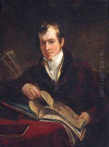 Portrait Of The Hon. Robert S. Jameson, Seated Small Three-Quarter- Length, In A Red Jacket With Fur Collar And White Shirt, Seated At A Table