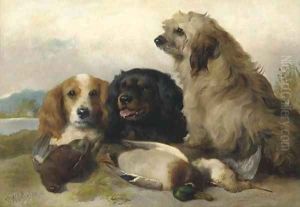 Spaniels with the day's bag by George W. Horlor