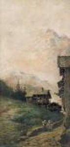Borgata Alpina Con Figure by Giacinto Bo