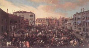 The Bull Hunt in Campo San Polo 1646 by Joseph the Younger Heintz