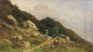 Ragazza Con Gerla Nel Paesaggio by Giacinto Bo