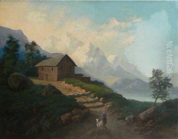 Paesaggio Con Lago Alpino - view 1