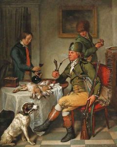 A sportsman after the chase, smoking in an interior